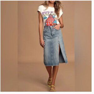 NWOT Free People Mambo Denim Midi Skirt Size 27